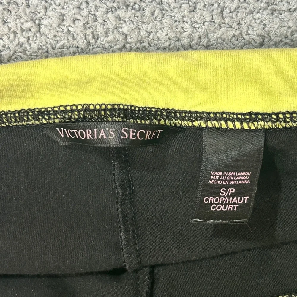 Victoria's Secret Foldover Leggings 2012 Bling Sz S Black Yellow Crop Trendy Y2K